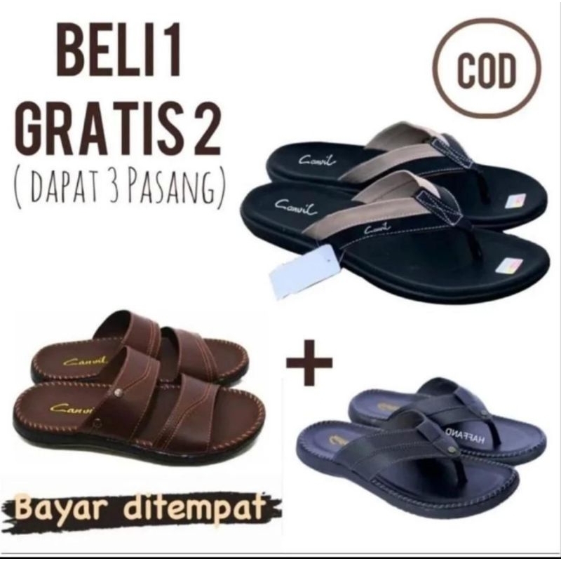 SUPER PROMO BELI 1 GRATIS 2 PASANG SANDAL KULIT/SANDAL PRIA/SANDAL CASUAL PRIA