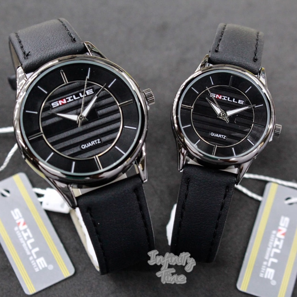 KODE U53R Jam Tangan Couple Snille N1151 Cowok Cewek Analog Strap Leather Kualitas Original Waterpro