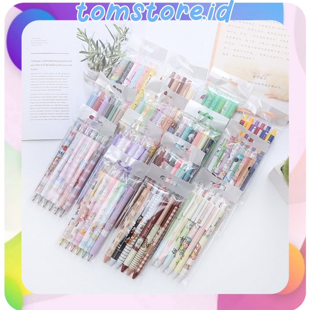 

SENSASIONAL TOMSTOREID 6pcs set pen gel mekanik motif cartoon pulpen gel mekanik lucu pulpen aesthetic G S11