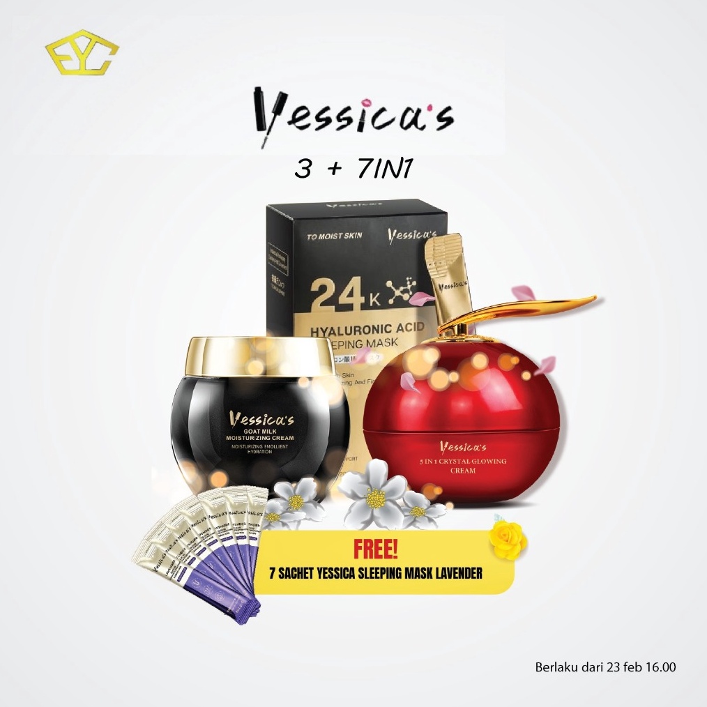 FYC Yessicas Outlet Yessicas 37IN1 Sleeping Mask  Goat Milk  Crystal Glowing Bonus 7 Sachet Sleeping