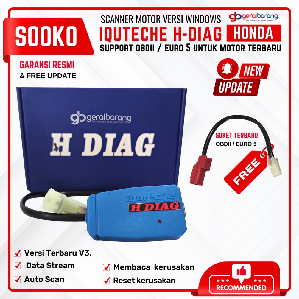 KODE X22N Scanner Motor Injeksi Sooko HONDA Diagnostic Tool IQUTECHE HDIAG