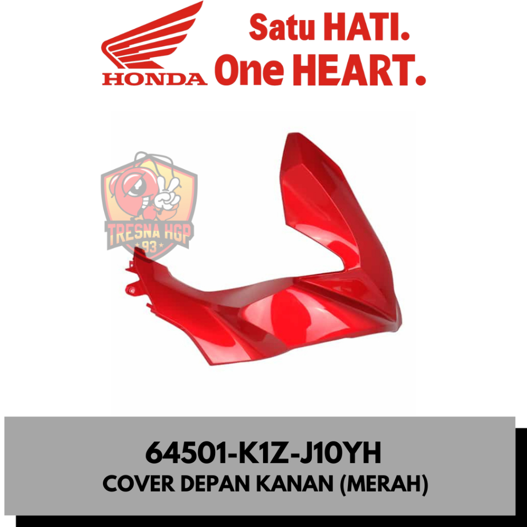 64501-K1Z-J10YH COVER DEPAN KANAN (MERAH) PCX 160 K1Z ORIGINAL | COVER R FRONT SIDE 64501K1ZJ10YH