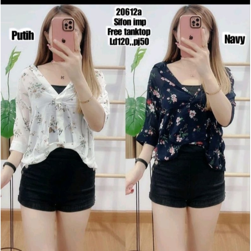 atasan sifon import/sifon import polos dan bunga