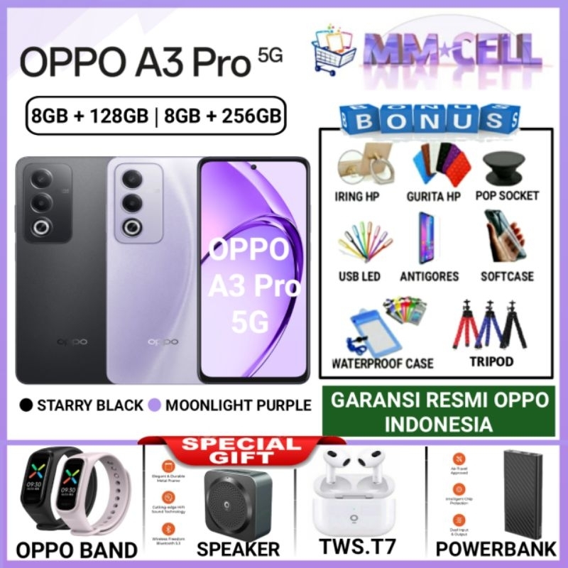 OPPO A3 PRO 5G RAM 8/256 | OPPO A 3 PRO 5G RAM 8/128 GB GARANSI RESMI OPPO INDONESIA