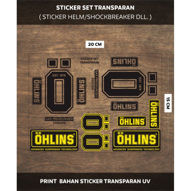 Sticker Set Shock OHLINS Transparan Uv + Antigores Sticker Shockbreaker OHLINS O Set Fork Upside Tra