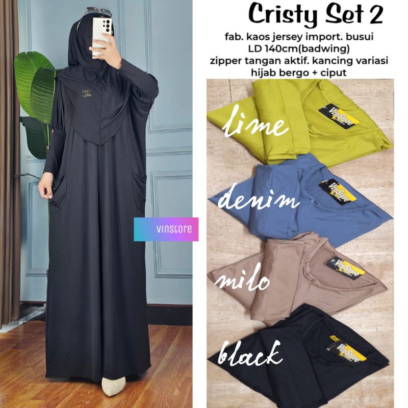 One set gamis jersey jumbo batwing & hijab bergo
