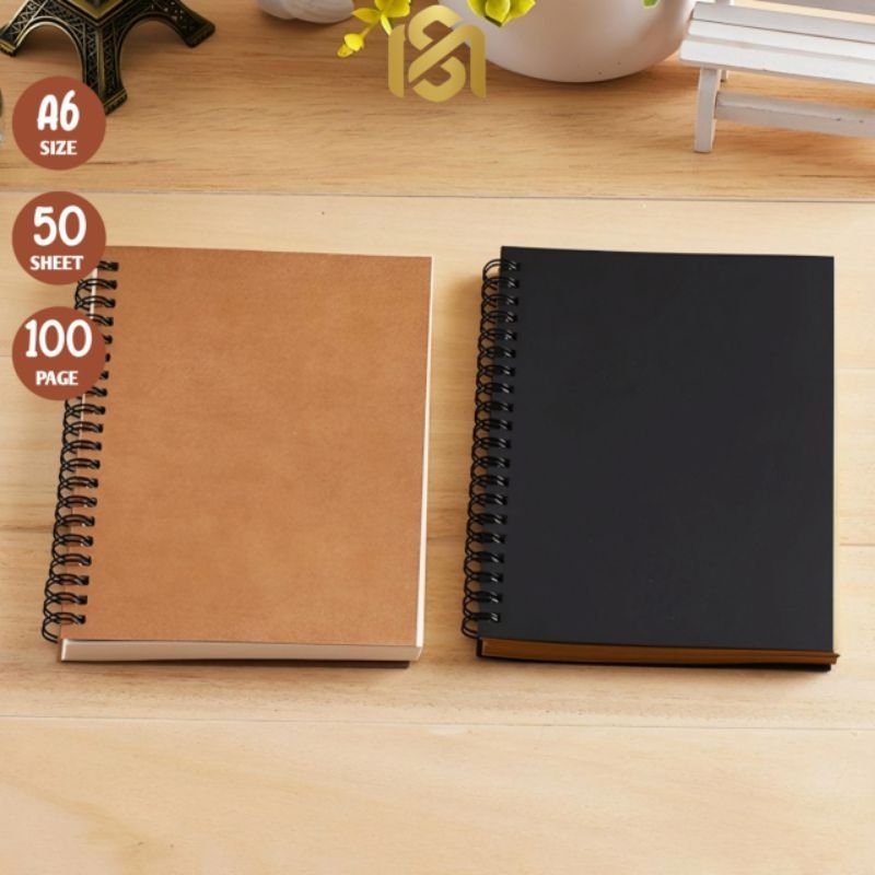 

Buku Catatan Polos Buku Sketsa A6 (50 lembar )Sketchbook Kraft Polos Kertas Gambar Drawing Spiral Hard Cover