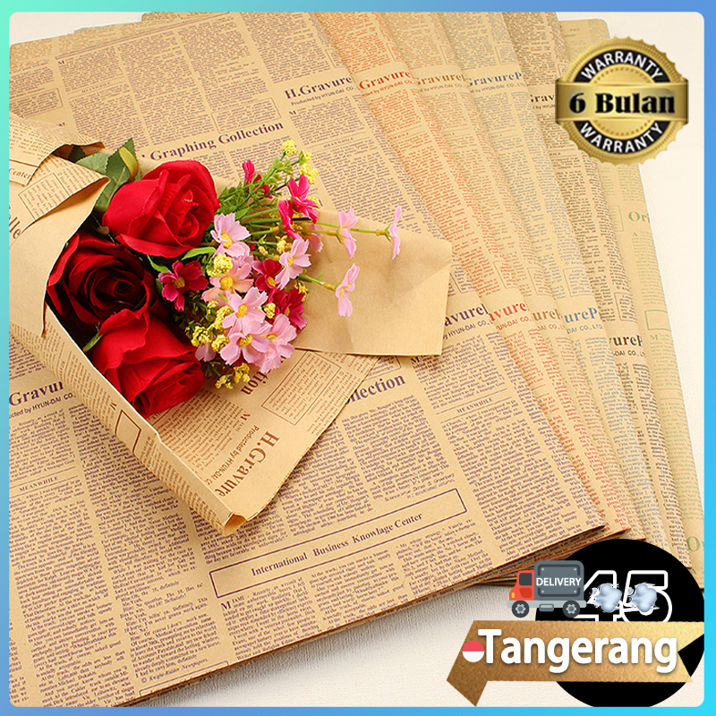 

45pcs Flower Wrapping Paper 50*70cm Kertas Kado Kertas Buket Bunga Motif Koran Vintage Newspaper