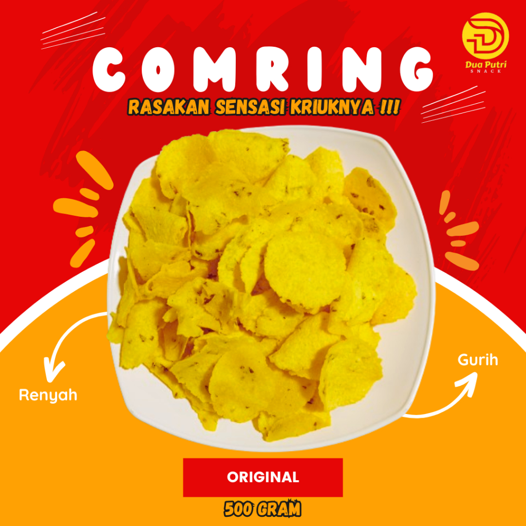 

Keripik Comring Rasa Daun Bawang Gemblong Kripik Comro Combro Kering Kecimpring - Original 500gr