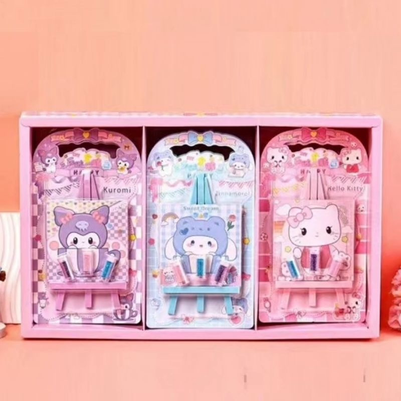 Mainan mewarna gambar karanter sanrio cinnamoroll kuromi my melody glitter warna warni / mainan eduk