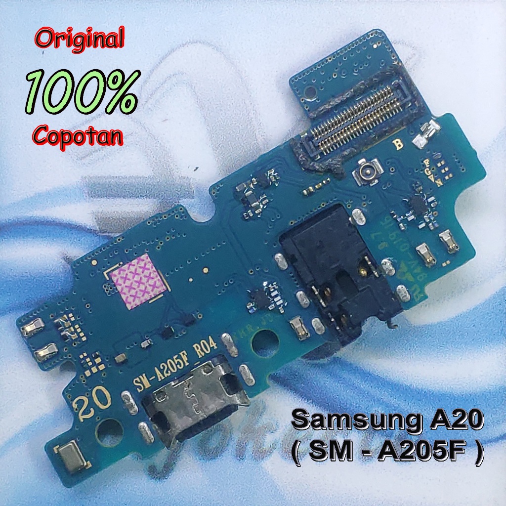 Samsung A20 (A205F) Papan konektor cas pcb UI board charger mesin bawah original copotan | eXe Comp