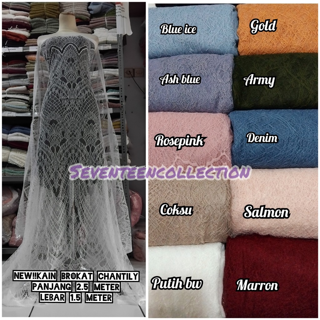 Kain Brokat Chantily Isi 2,5 X 1,5 M Kebaya Bali Chantily, Outer, Dress