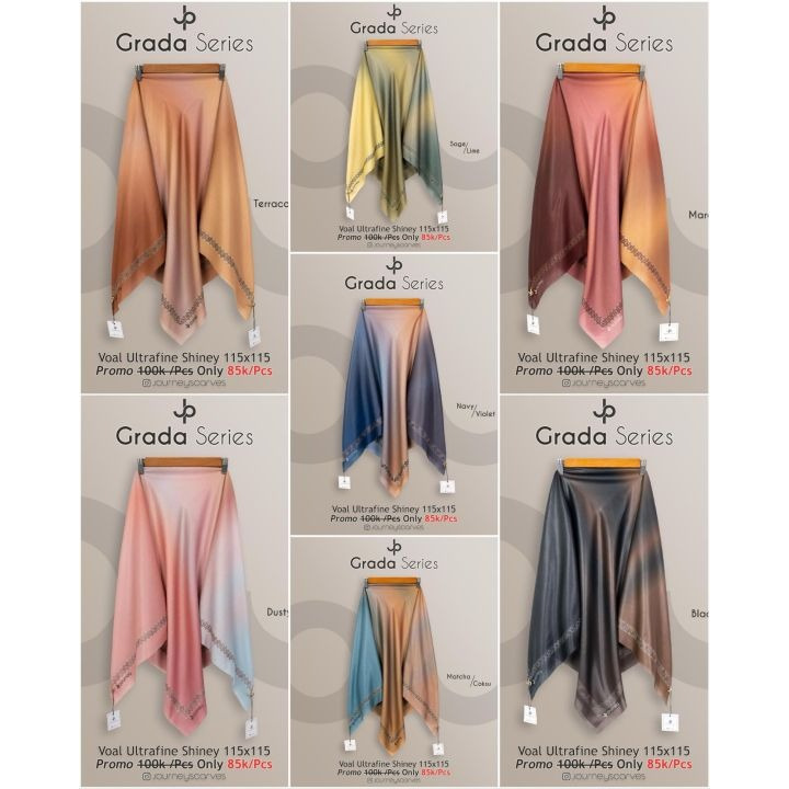 HIJAB JOURNEY SCVARVES / HIJAB JOURNEY MOTIF GRADA SERIES / HIJAB BAHAN VOAL / HIJAB JOURNEY