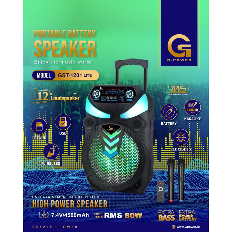 G Power Portable Speaker G Power GST 1201 G Power Speaker Portable Battery Speaker GST-1201 LITE G p
