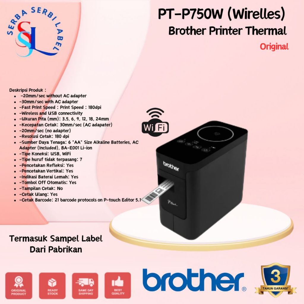 BROTHER Printer Label P Touch PT P750W WiFi Label Maker