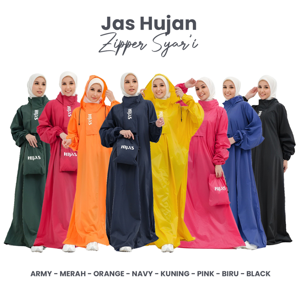 Jas Hujan Raincoat Mantel Wanita Pria Gamis Zipper Lucu Tebal Korea Jumbo