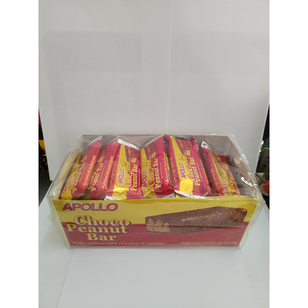 

Apollo Choco Peanut Bar 1 Pack isi 36pcs Kemasan Box Snack Coklat