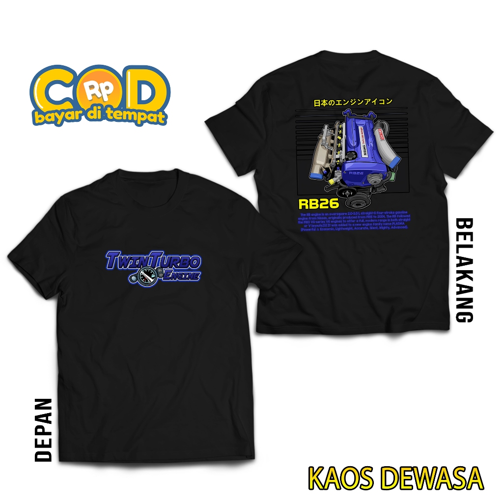 HOSINSHOP - KAOS DEWASA - KAOS SABLON PRINT TWIN TUBO ENGINE - KAOS MOTOR - KAOS KOMUNITAS MOTOR - K