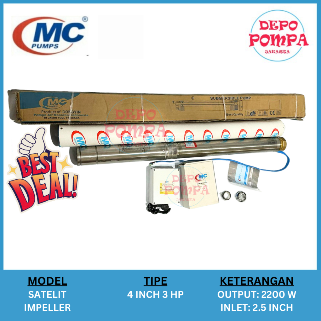 Pompa Air Satelit NATIONAL MC 4 INCH 3 HP TANPA KABEL