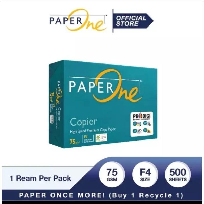 

Kertas Hvs F4 75gr Paper One - Rim isi 500 Sheets.