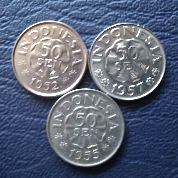 Set Koin 50 Sen Dipanegara 1952 1955 dan 1957