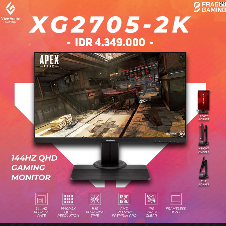 ViewSonic XG2705 2K / XG2705-2K 27” QHD Gaming Monitor 144hz 1ms