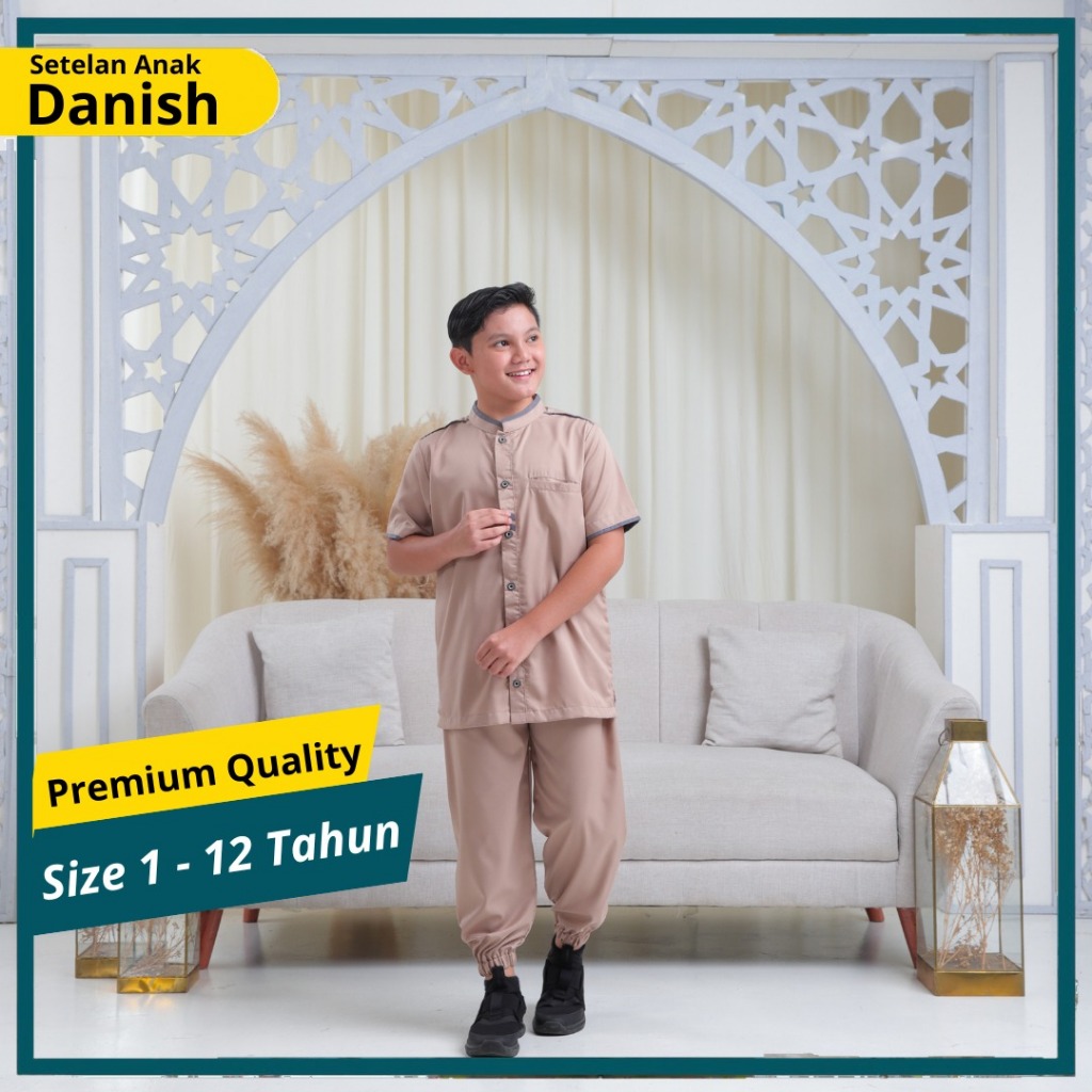 Mosqu Danish Setelan Kemeja Koko Anak Laki Laki Umur 2-8 Tahun List Elegan