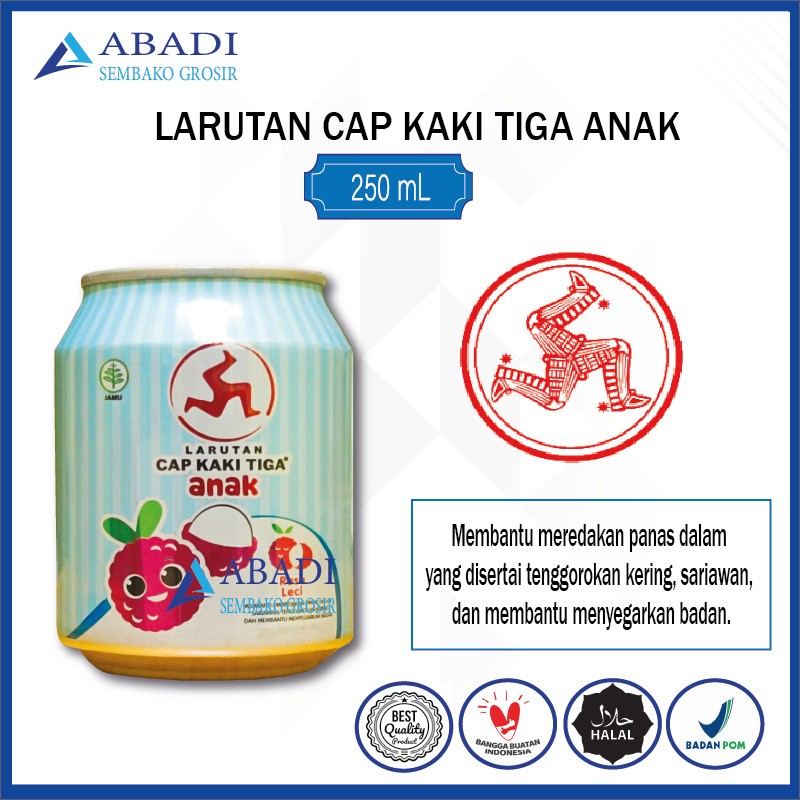 

Minuman Larutan Cap Kaki Tiga Anak Rasa Leci Meredakan Panas Dalam 250ml