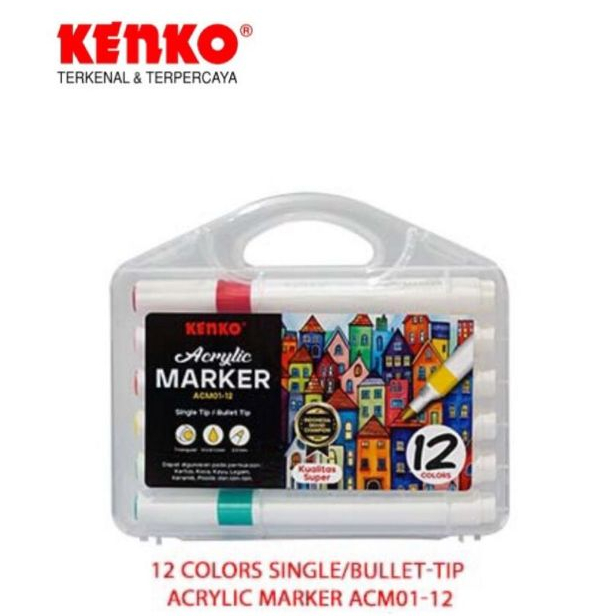 

KENKO 12 COLORS SINGLE/BULLET-TIP ACRYLIC MARKER ACM01-12