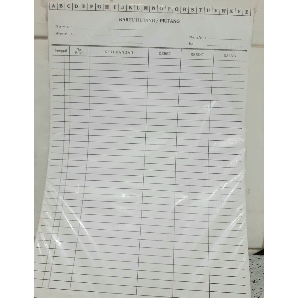 

KODE E5D4 Kartu Hutang Piutang besar 1 lbr