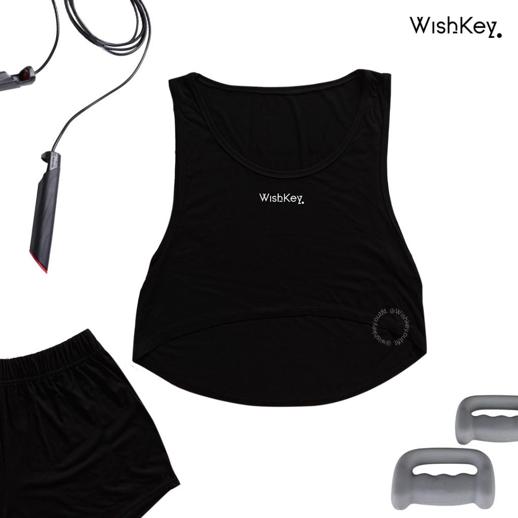 Tanktop Crop top Hitam [ Clynelish Wishkey ]  - tanktop olahraga, baju gym, crop top, casual, tankto