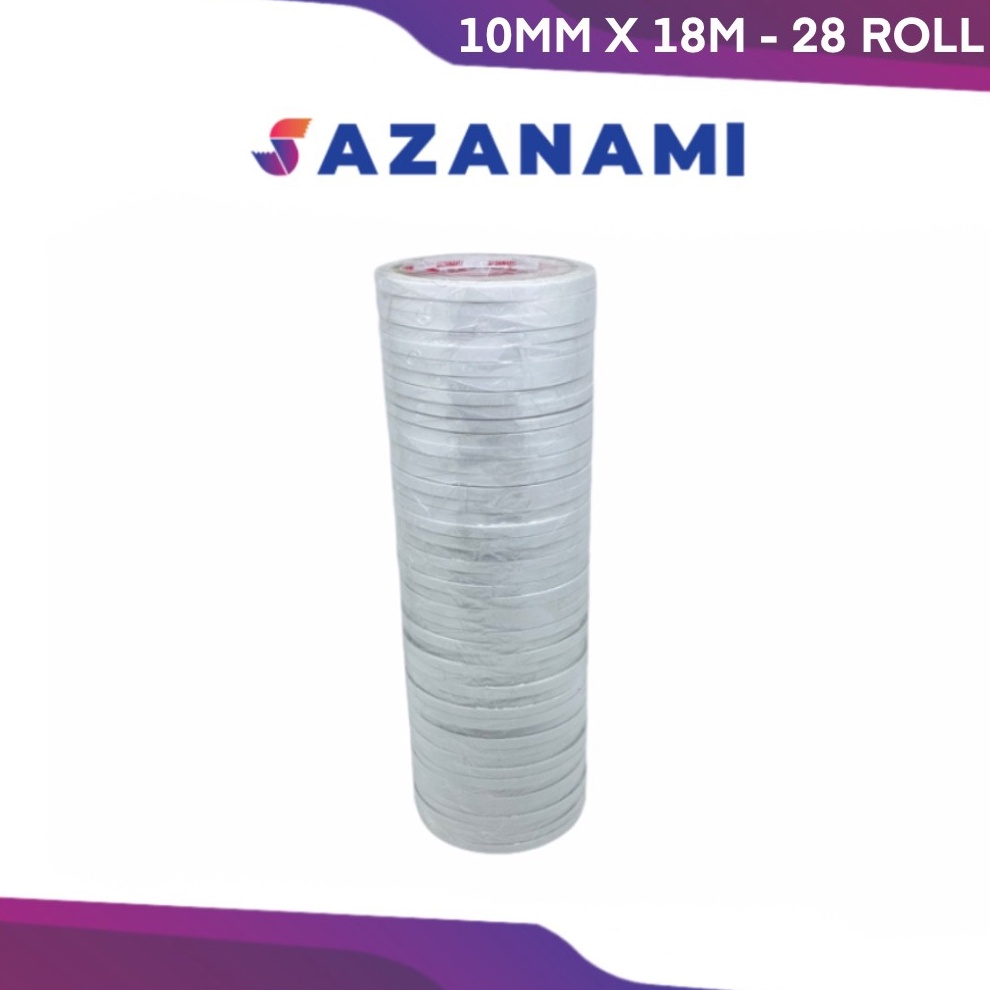 

DOUBLE TAPE 1MM x 18 METER DOUBLETAPE KERTAS PUTIH SAZANAMI ISI 28ROL KODE T2T5