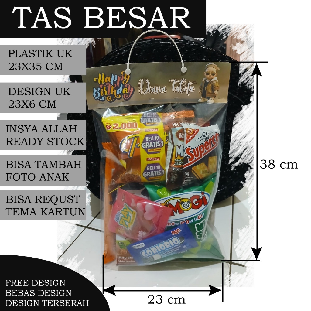 

tas sovenir snack ulang tahun (UK 23X35CM) costume plastik label ulang tahun anak custom BISA RREQUEST TEMA tas Snack ulang tahun SNACK TAG ULANG TAHUN / PLASTIK SNACK ULTAH ANAK MURAH / ACARA AQIQAH ACARA SUNATAN TAHUN BARU ISLAM / IDUL FITRI / IDUL ADHA