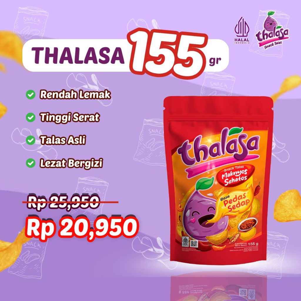 

Thalasa Snack 155gr Keripik Talas Rasa Pedas Sedap