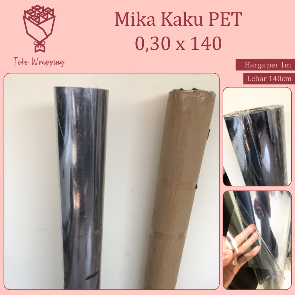 

Plastik Mika Kaku Bening (0.30mm x 140cm) Meteran Tutup Seserahan / Hantaran Pernikahan Rigid PET