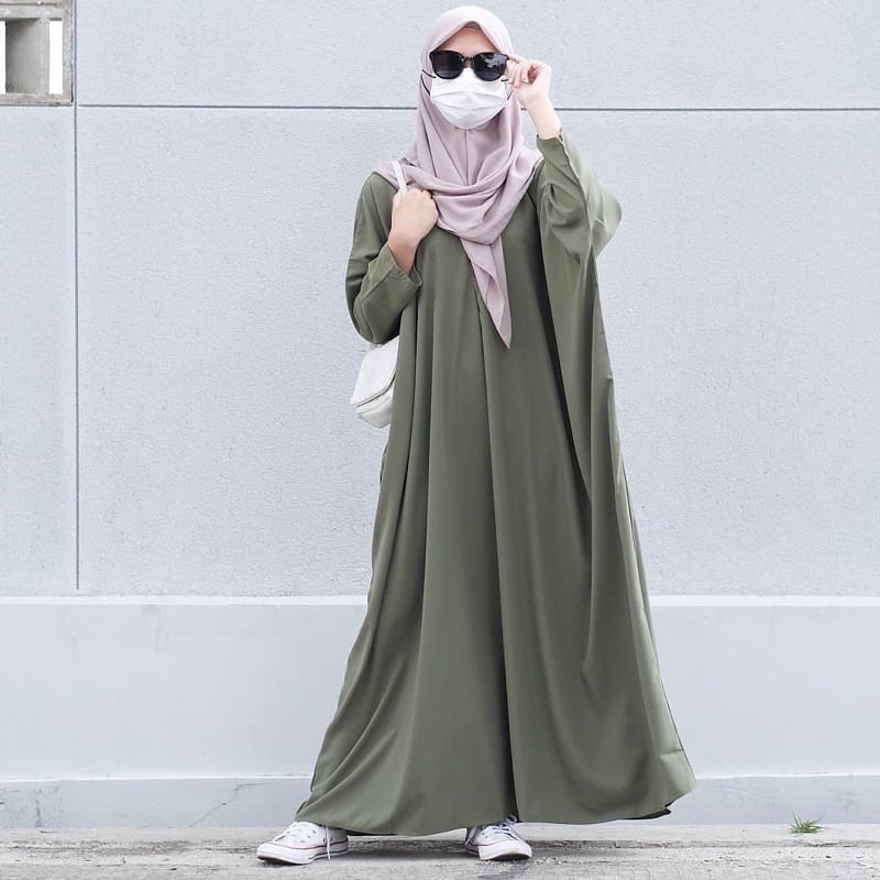 ISabella - Abaya Arab Sayap Kelelawar LD 150 Crinkle Premium Dress Maxi Wanita Remaja Dewasa Muslim