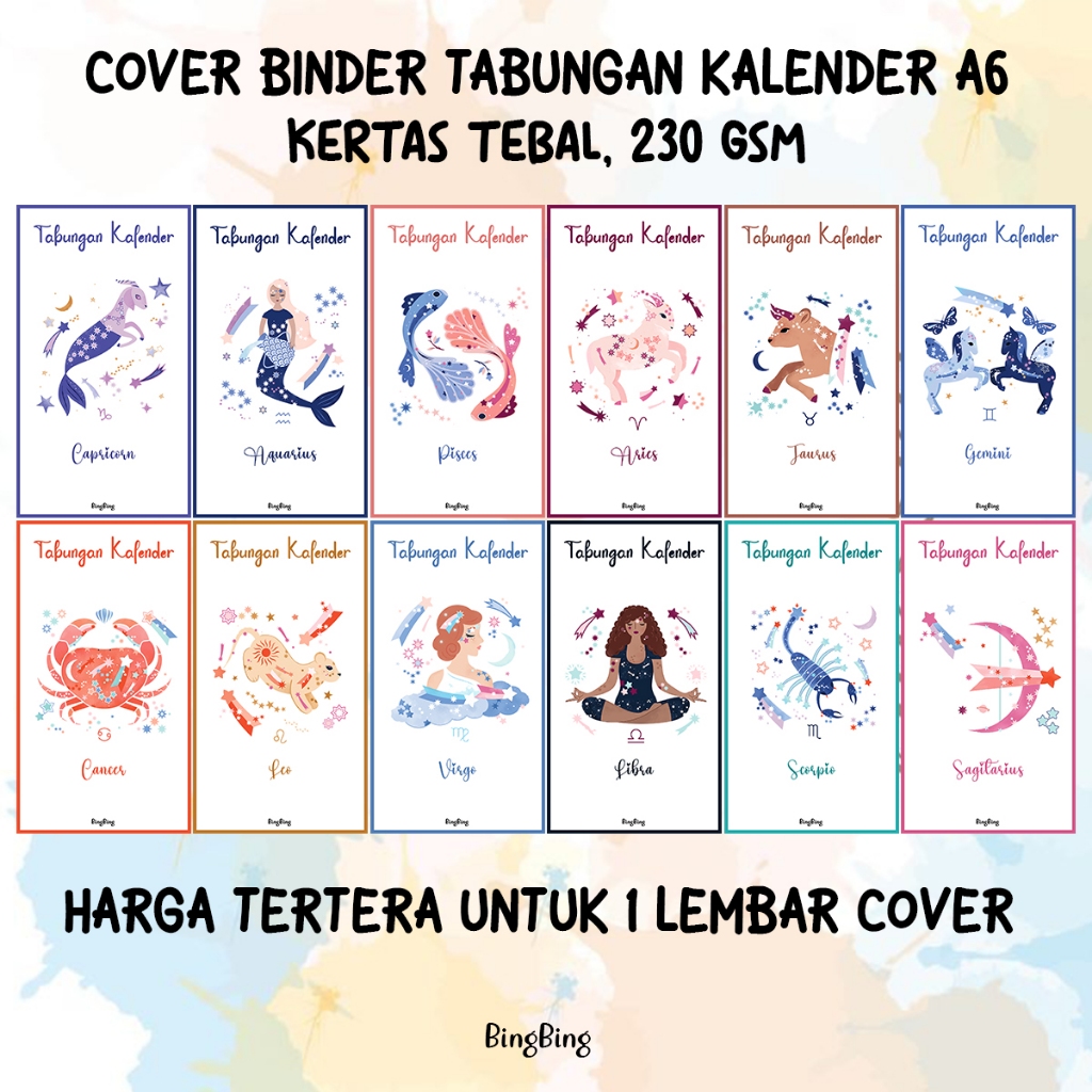 

COVER BINDER A6 6 RING - TABUNGAN KALENDER ZODIAC EDITION