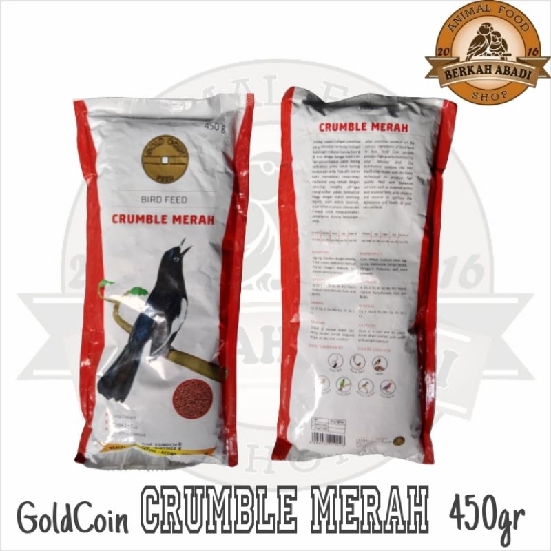 GOLD COIN CRUMBLE MERAH PAKAN BURUNG GOLD COIN 450gr