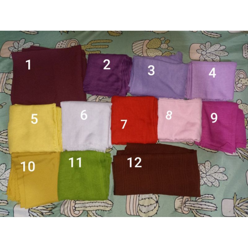 preloved krudung segi empat polos murah putih coklat merah pink ungu