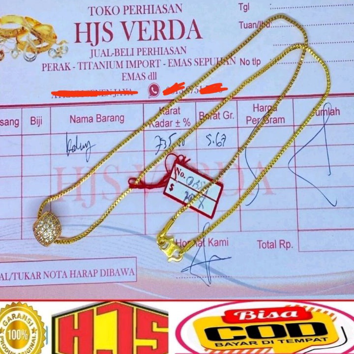 Unggul BISA JUAL LAGI Viralkalung liontin bola berlapis emas 24k anti karat kalung emas terbaru kalu
