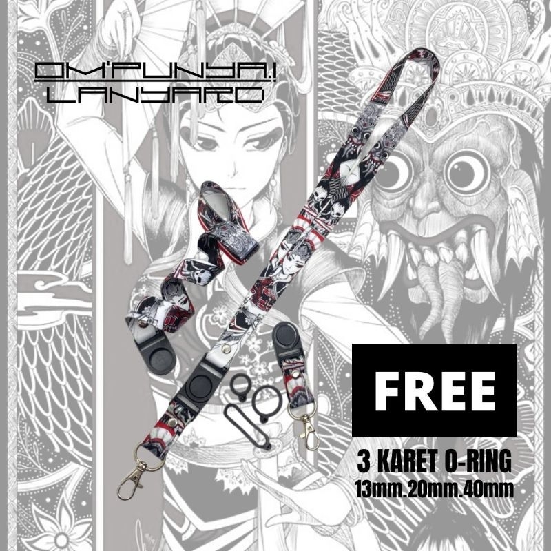 

Lanyard Gantungan Bonus 3 Karet Motif DEWI MESIR Full Print Bolak Balik