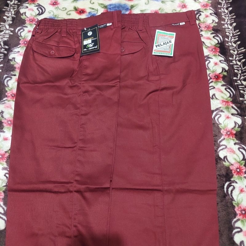 Celana merah SD AL-WAFA & ZUNYOUR & PELAJAR bahan DRILL/ Celana sekolah merah SD bahan DRILL/ Celana