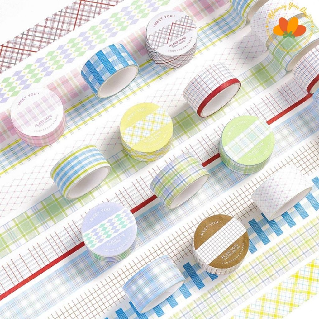 

1Pc BASIC GRID Washi Tape Decor Masking Tape DIY Scrapbook Journal Washi Tape kotak pastel Gird washi tape seloptip warna solatip
