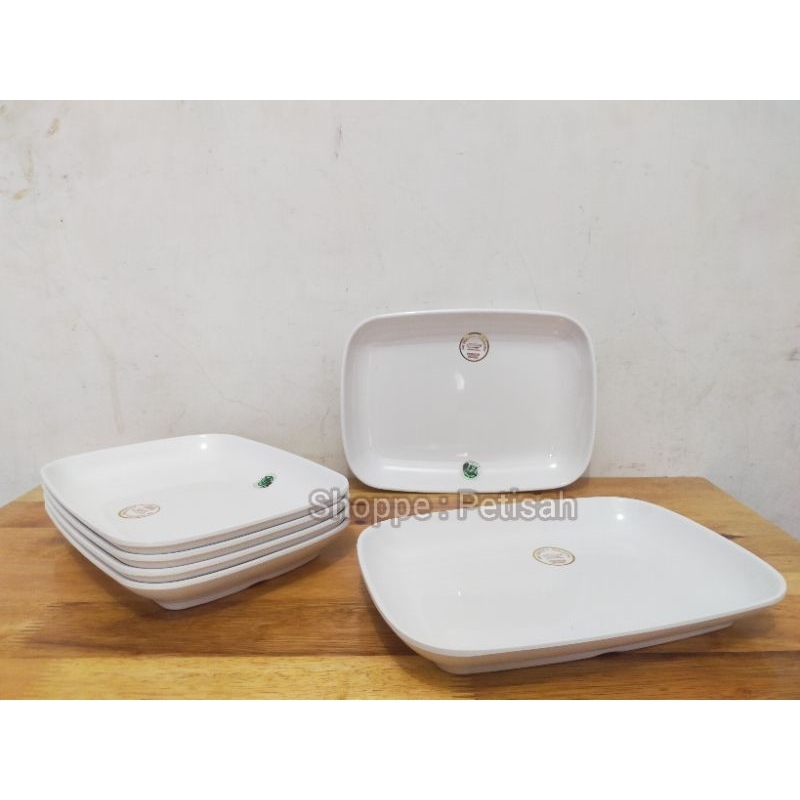 Piring Melamine Petak Putih Golden Dragon 10inci Horeka P8310 / Piring Kentang Goreng / Piring Snack