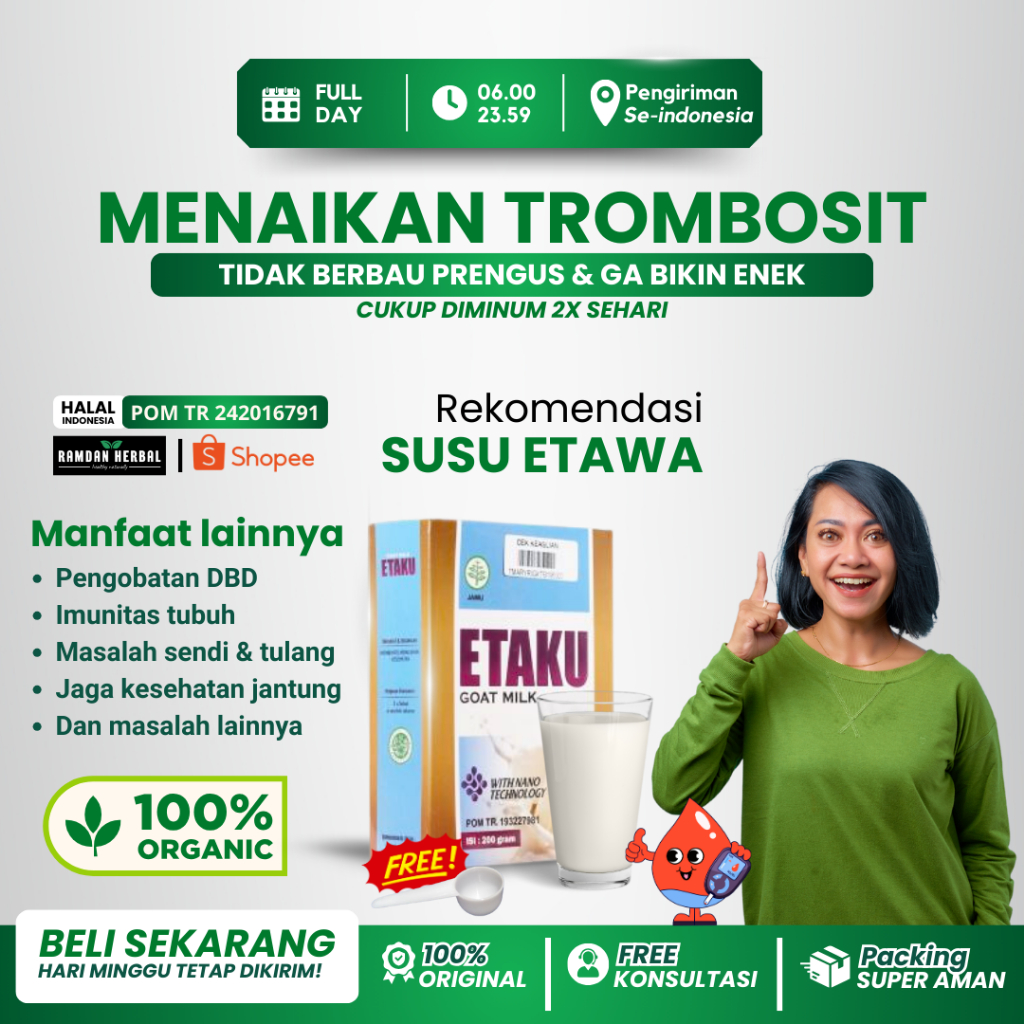 

Etaku Bantu Menaikan Trombosit Meningkatkan Jumlah Trombosit Pengobatan Demam Berdarah Susu Kambing Etawa