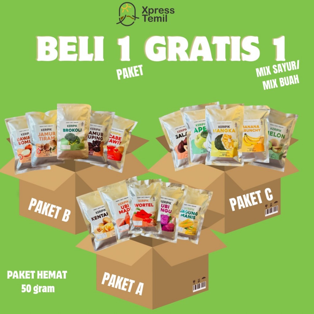 

Xpresstemil Paket Hemat 5 Pcs Gratis Mix Sayur Mix Buah 50gr