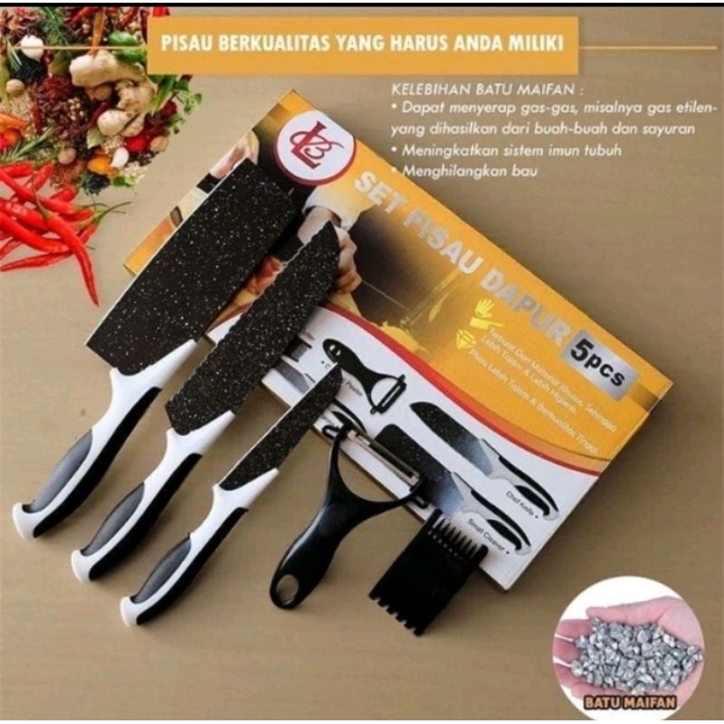 set pisau dapur 5 pcs keramik/pisau set j13