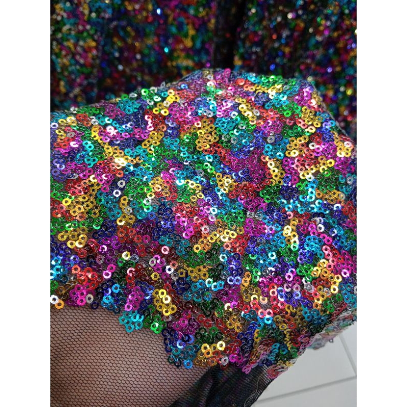 bahan kain Sequin RAINBOW seribu payet / Sequin gradasi
