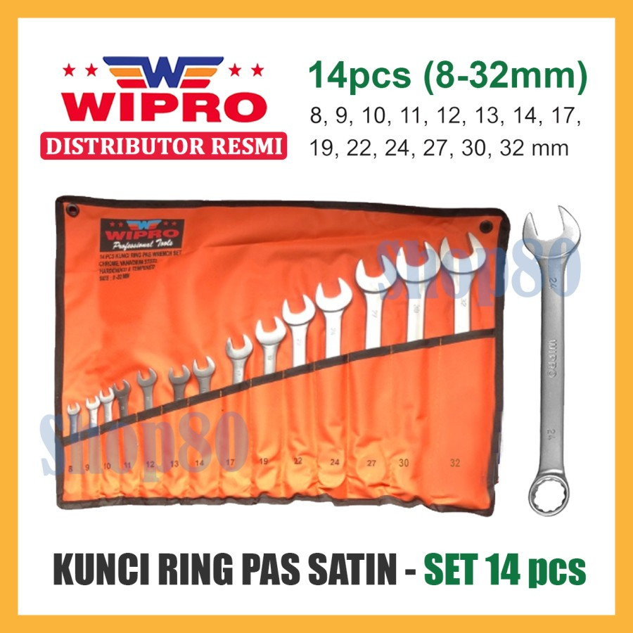 Wipro Kunci Ring Pas 1 Set 14pcs 14 pcs Satin CRV 8-32 mm