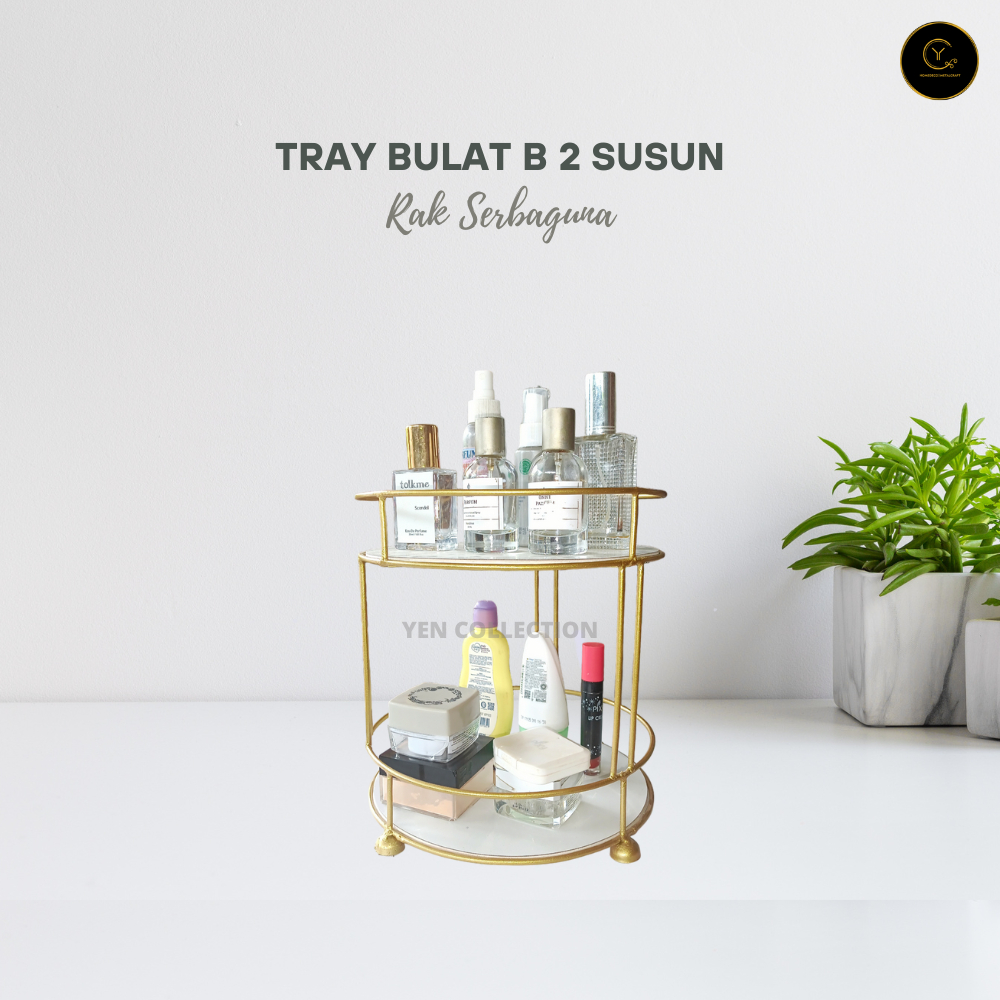 Yen Tray Makanan Tray Bulat B 2 Susun Rak Bumbu Dapur